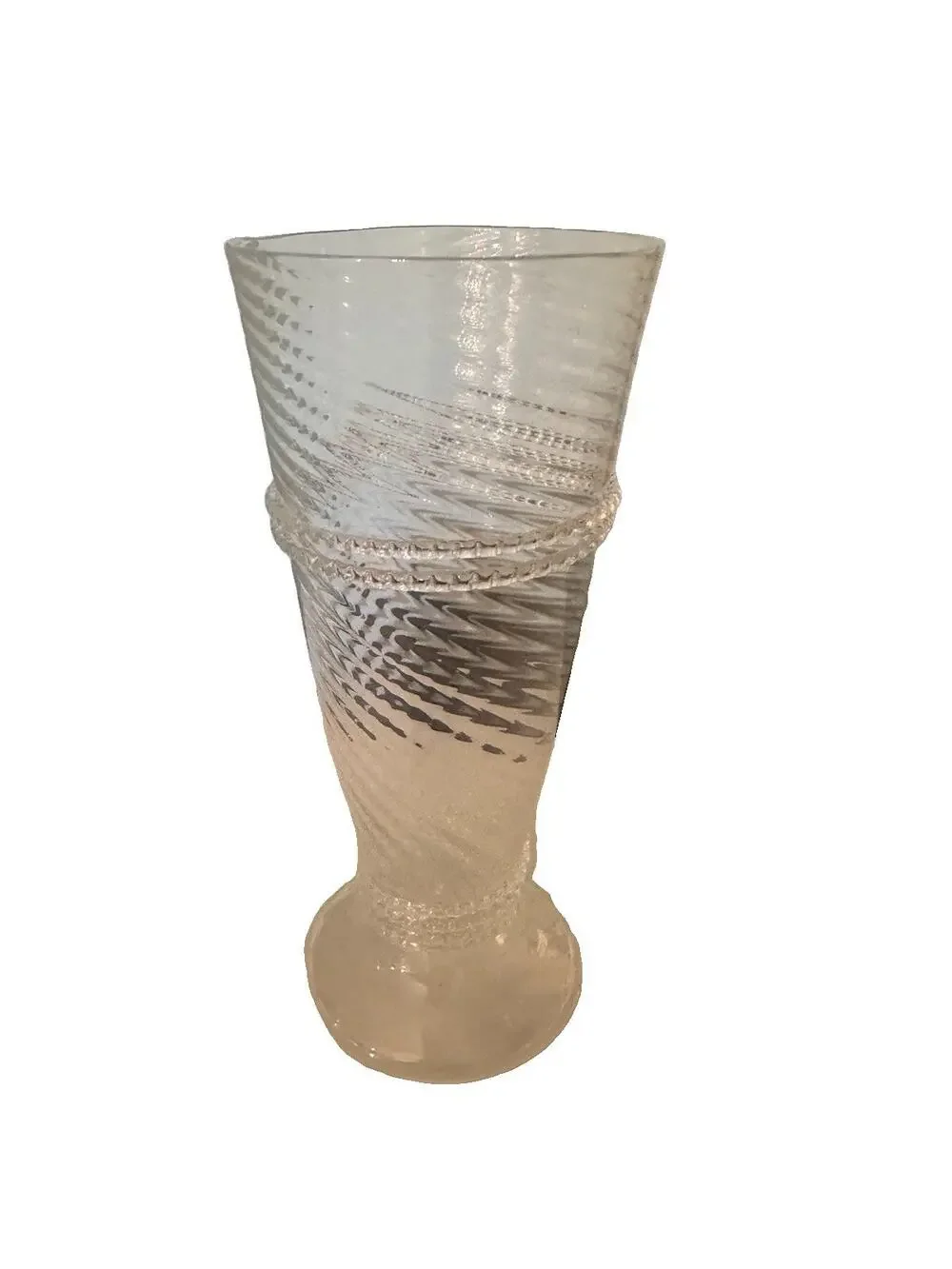 ⁠Set of 6 VIETRI Italy Hand Blown Clear Spiral Glass Wine/Parfait- Never Used